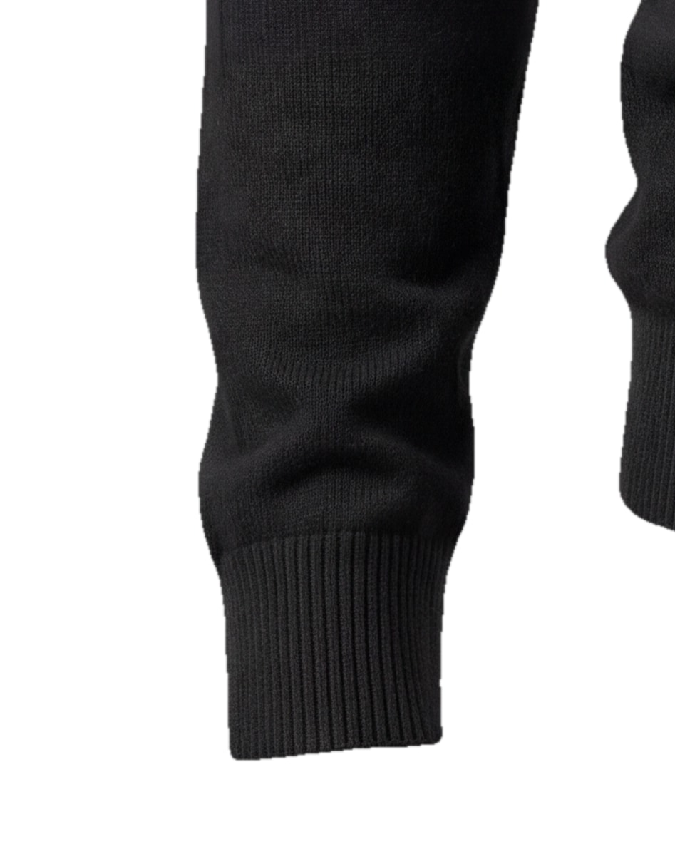 Sort Merino Uld turtleneck, detalje af manchetten
