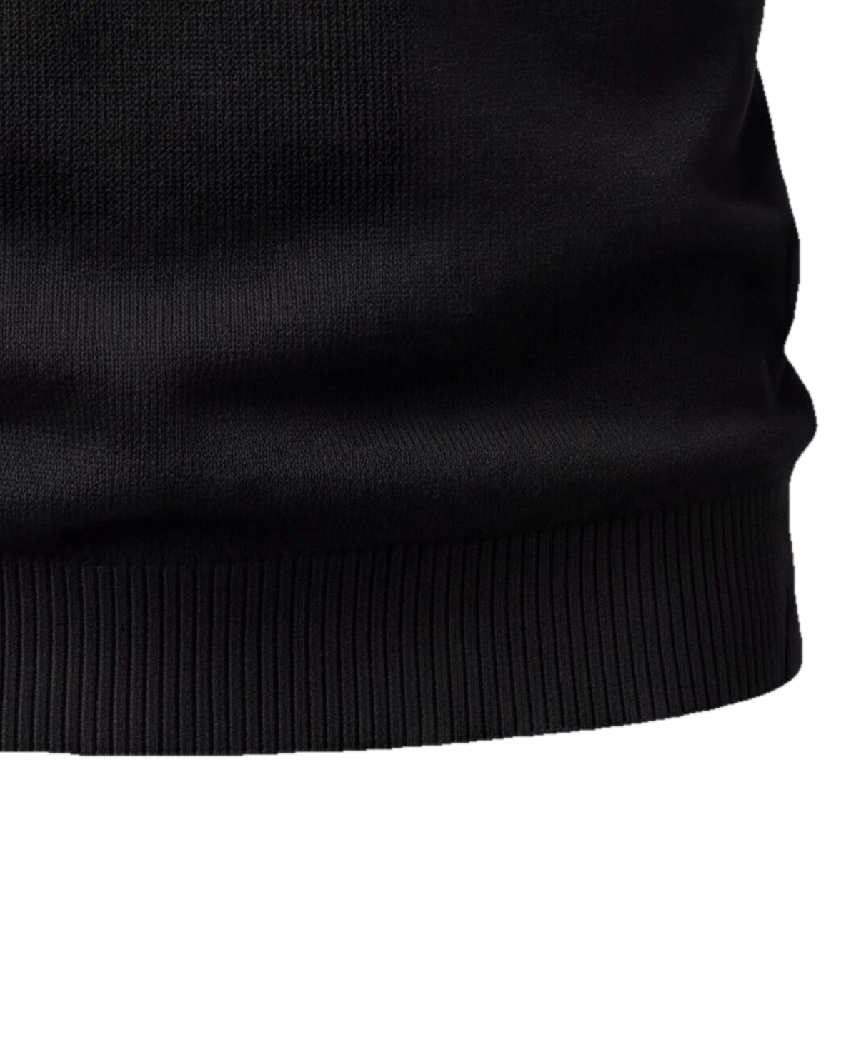 Sort Merino Uld turtleneck, detalje af ribkanten