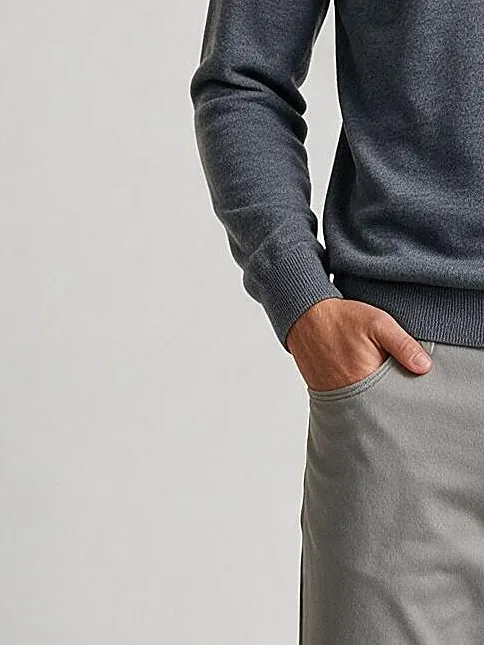 Grey Merino Wool Turtle-Neck, cuff detail