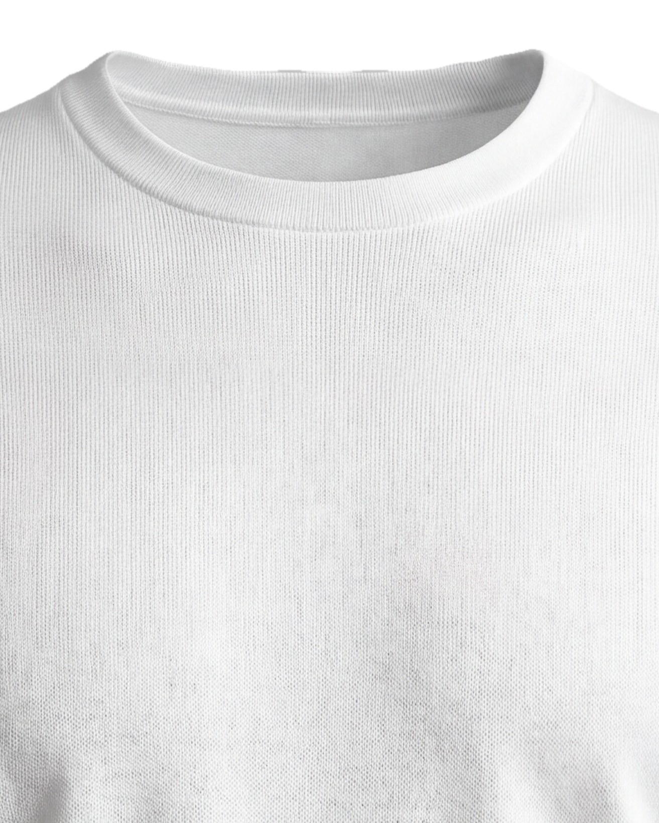 Hvid Bomulds-T-shirt, detalje af kraven