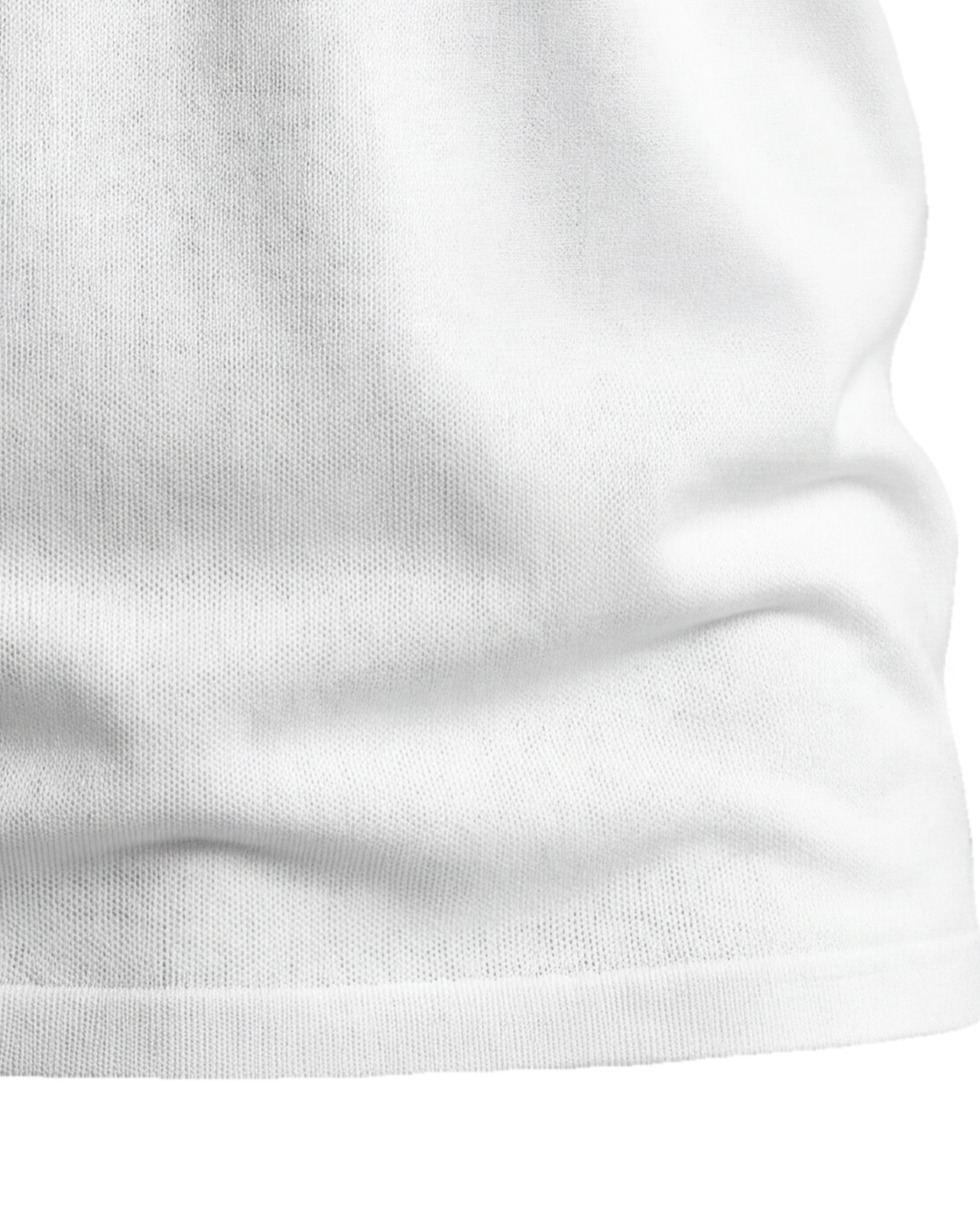 Hvid Bomulds-T-shirt, detalje af kanten