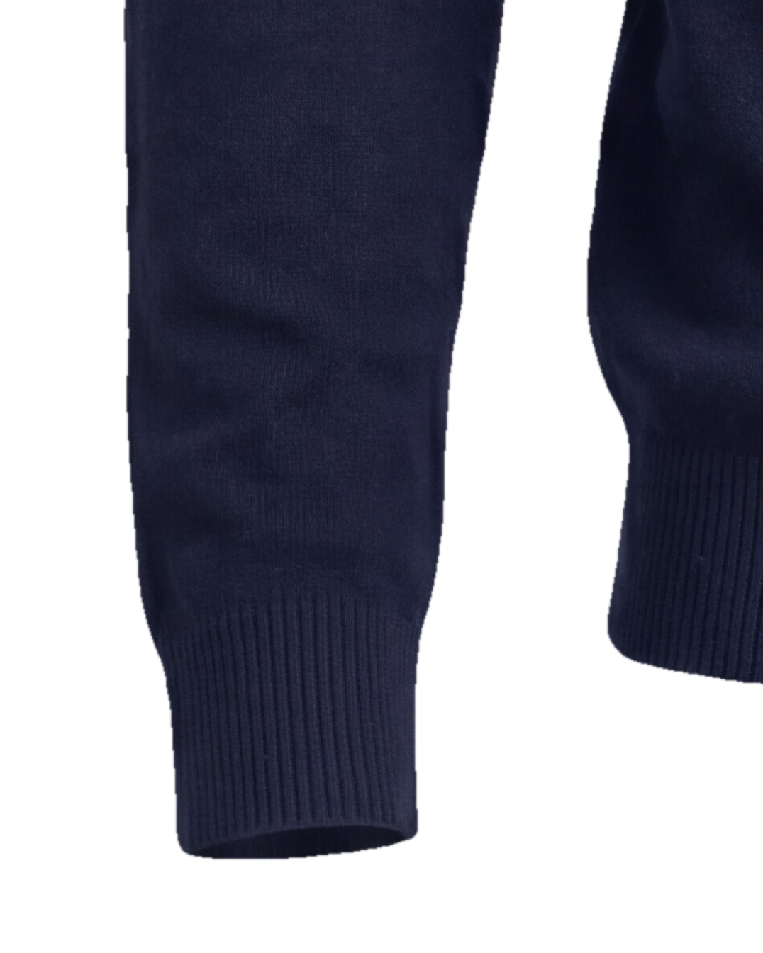 Navy Merino Wool Turtle-Neck, cuff detail