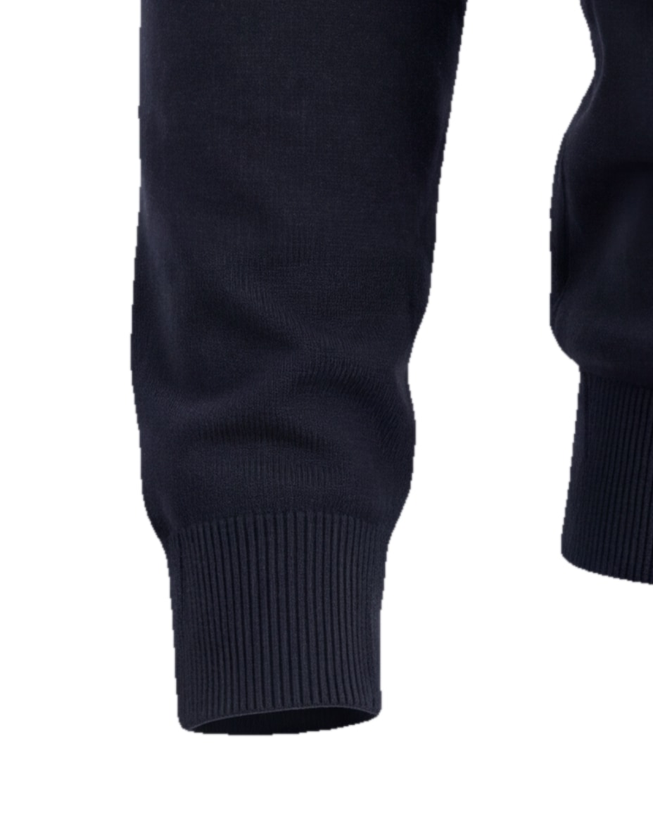 Sort Merino Uld V-Neck, detalje af manchetten