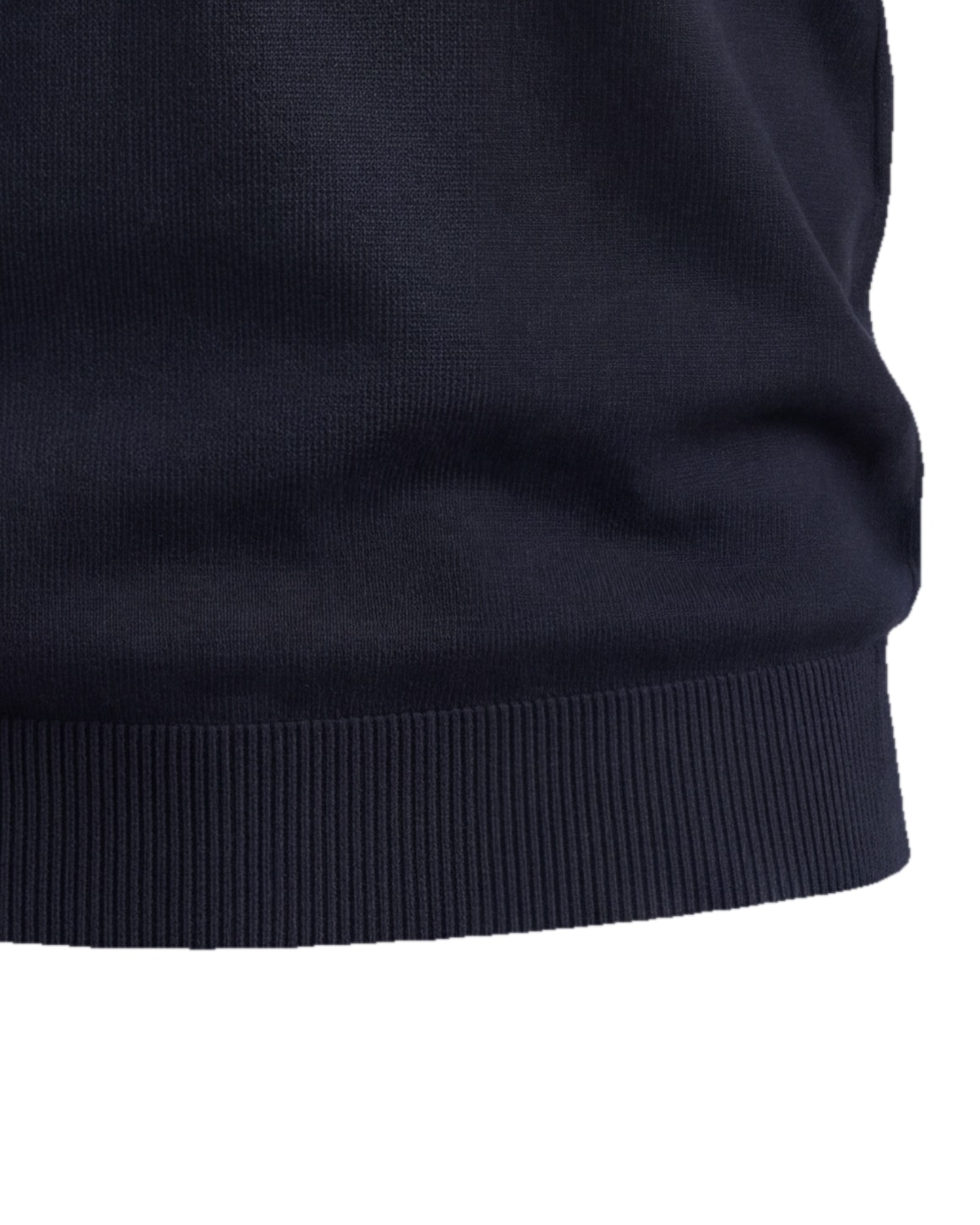 Sort Merino Uld V-Neck, detalje af ribkanten