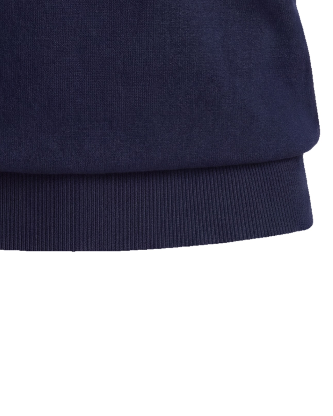 Navy Merino Wool V-Neck, rib detail