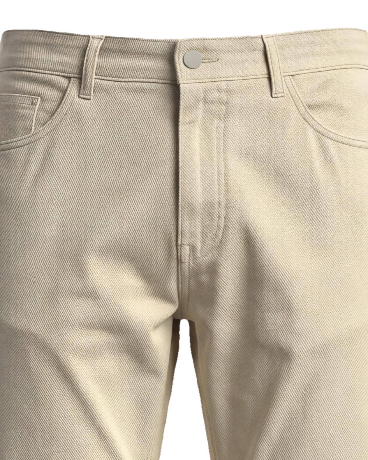 Off-white bomulds-chinos, detalje af linningen
