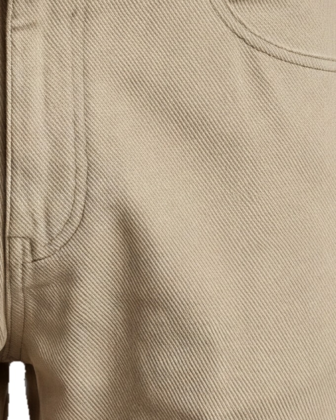 Khaki bomulds-chinos, detalje af lommen