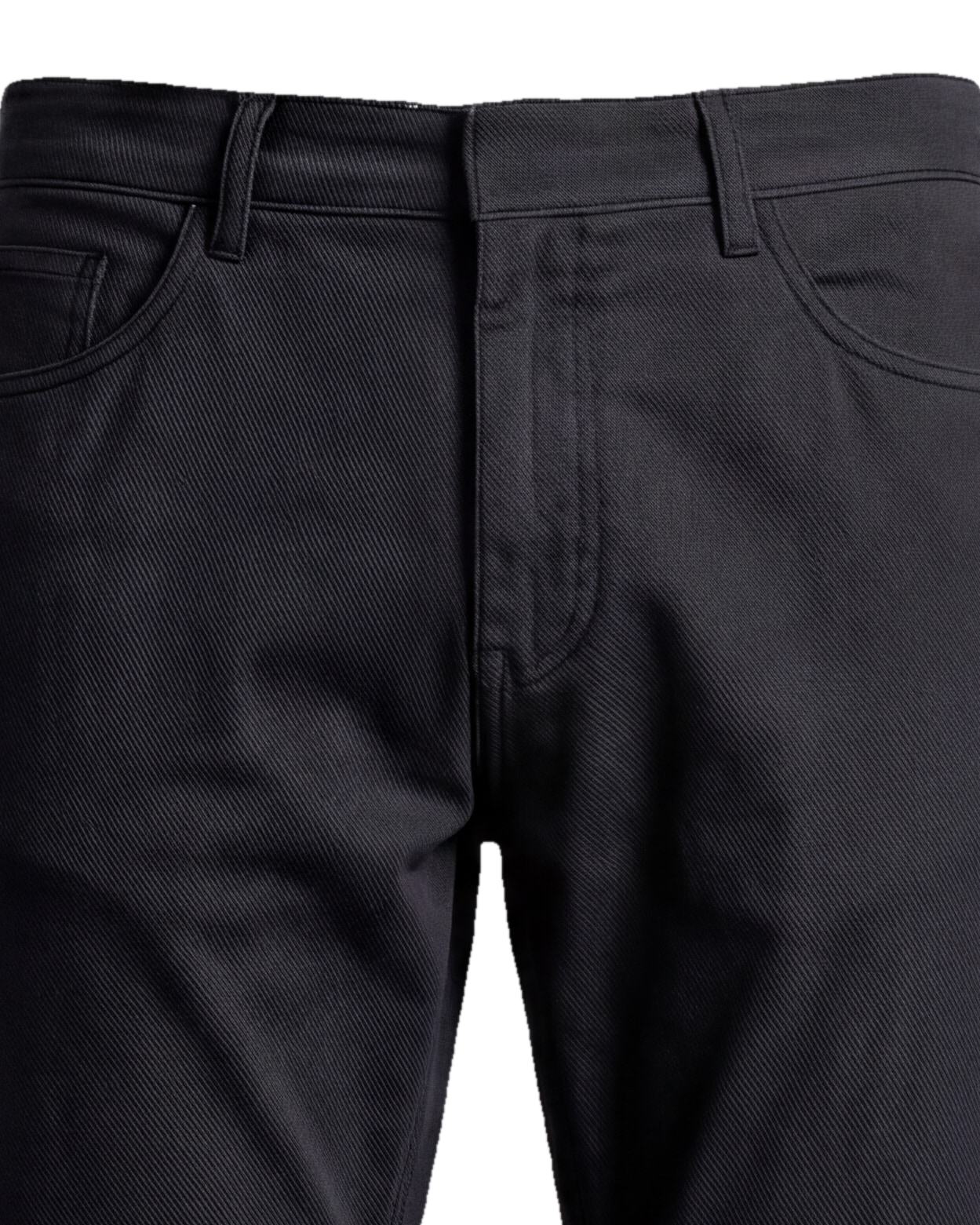 Sorte bomulds-chinos, detalje af linningen