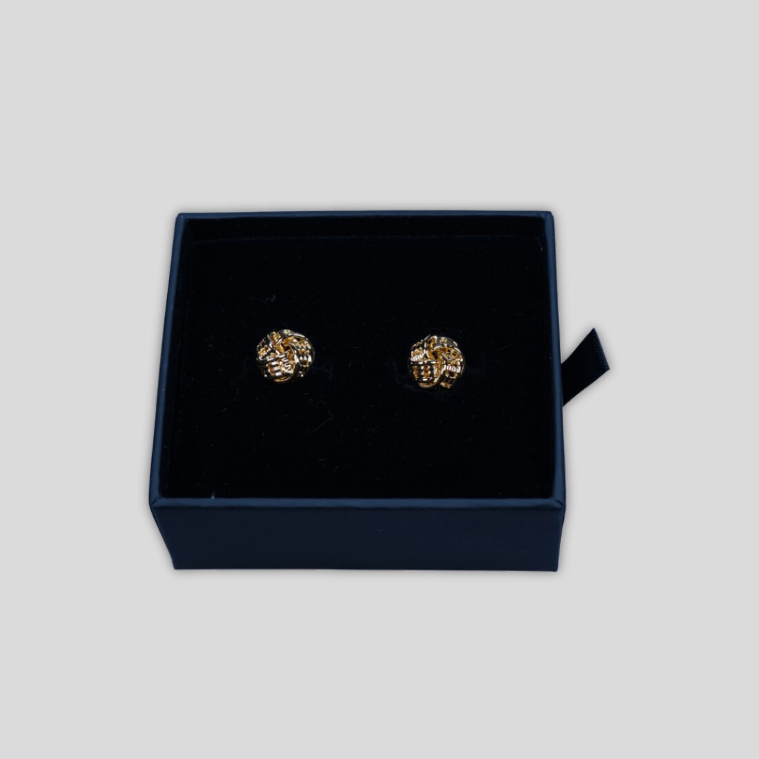 Flettede gyldne manchetknapper 2x2