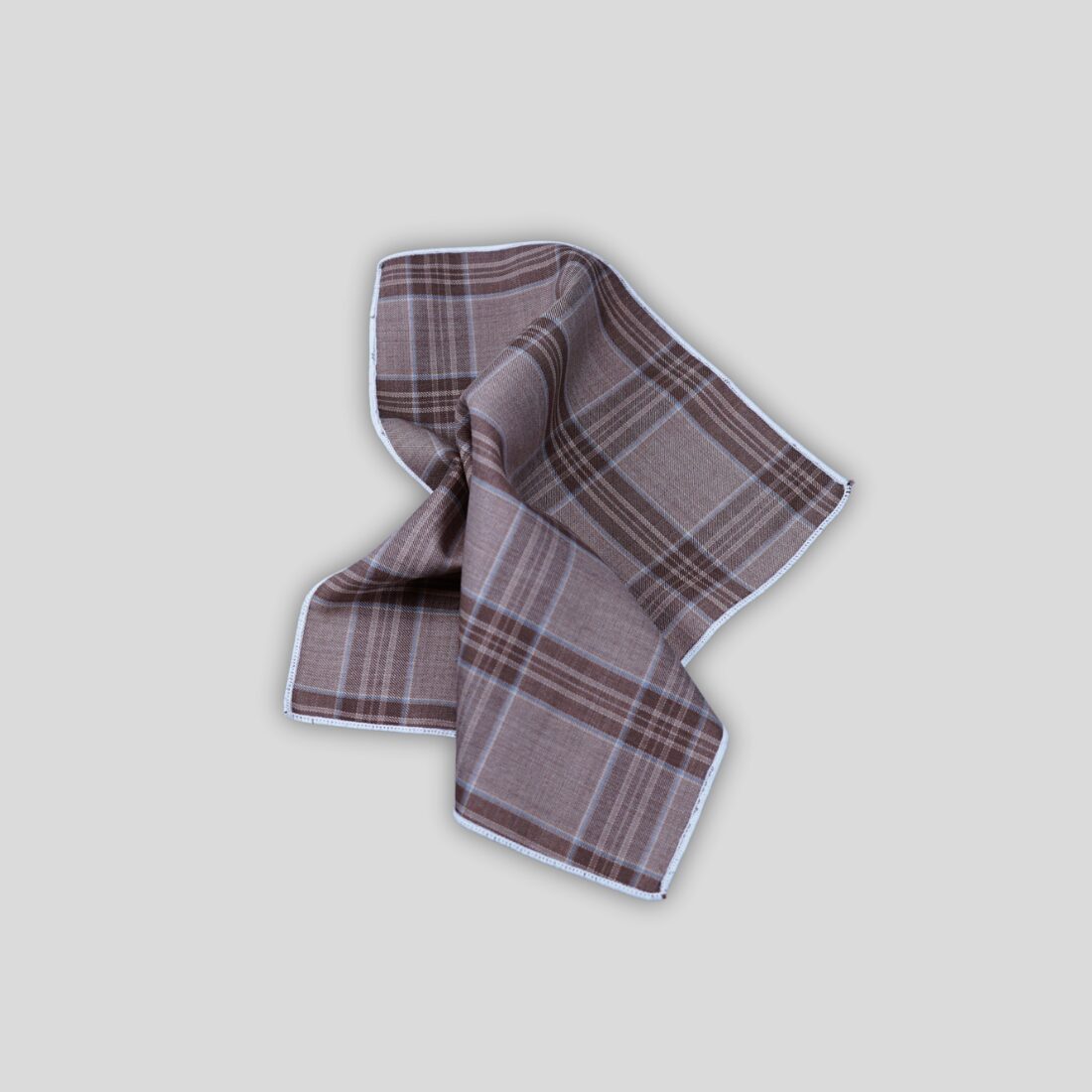Brown Checkered Silk Pocket Square