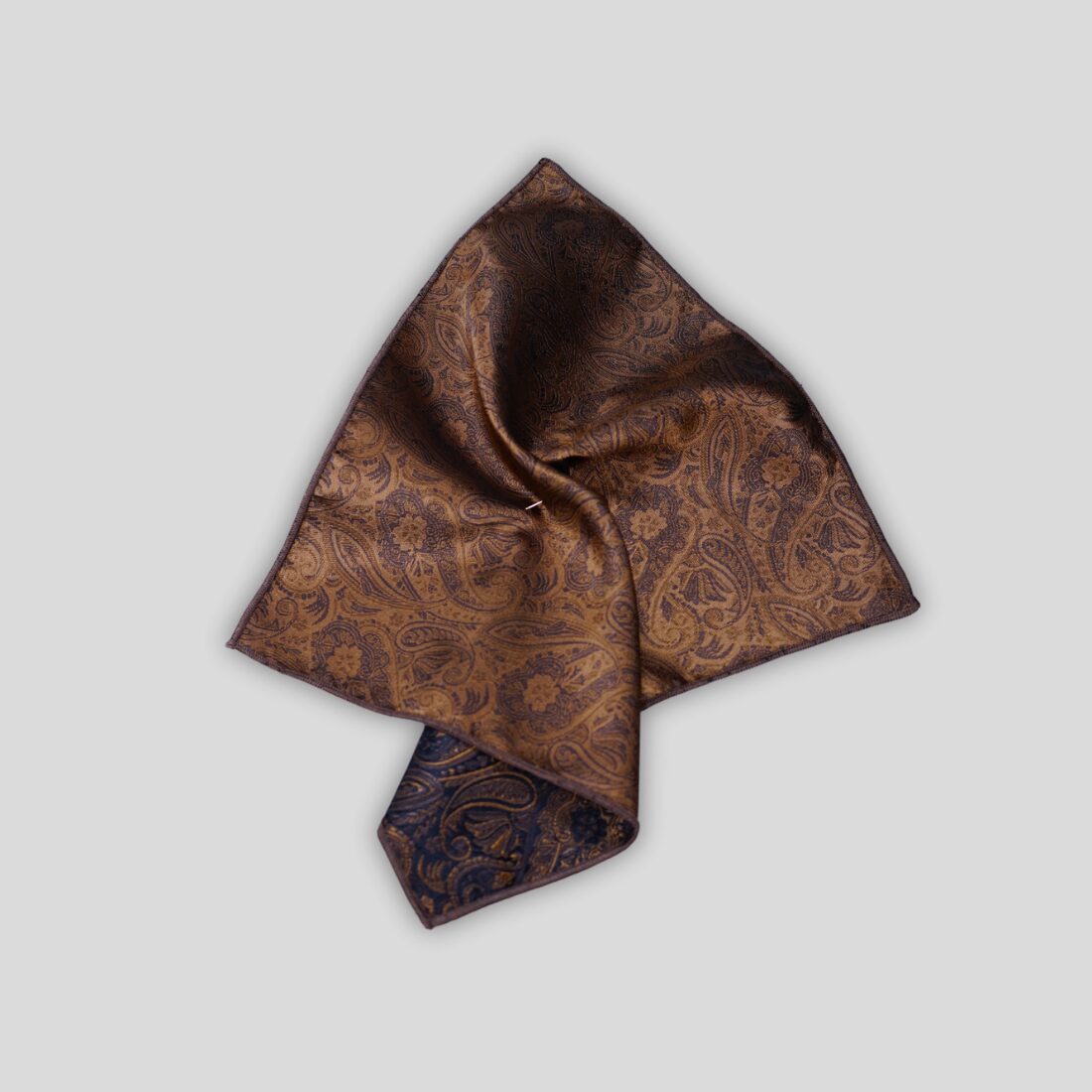 Brown Paisley Silk Pocket Square