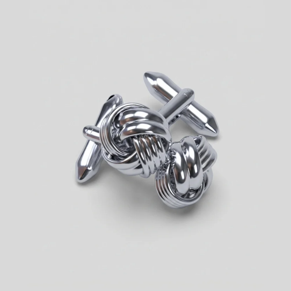 Braided Silver Cufflinks 2x2 Wide