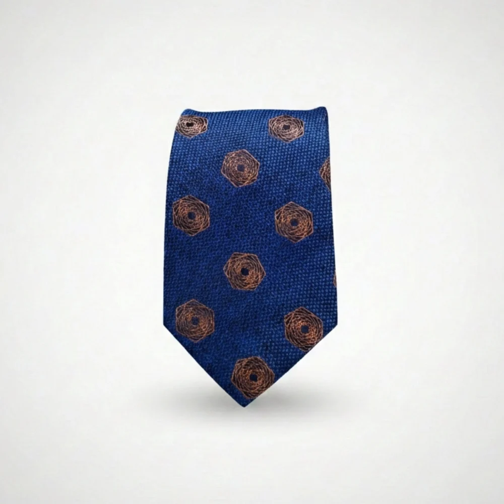 Blue Patterned Weave Silk Tie