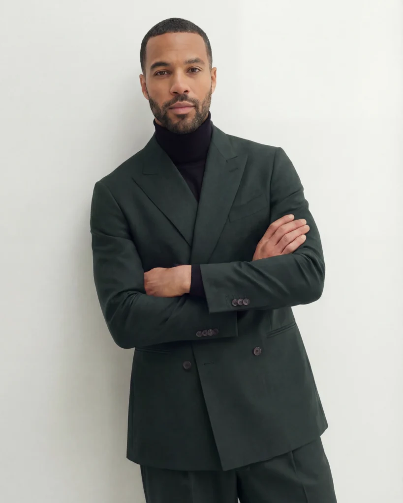 Mørkegrøn dobbeltradet jakke