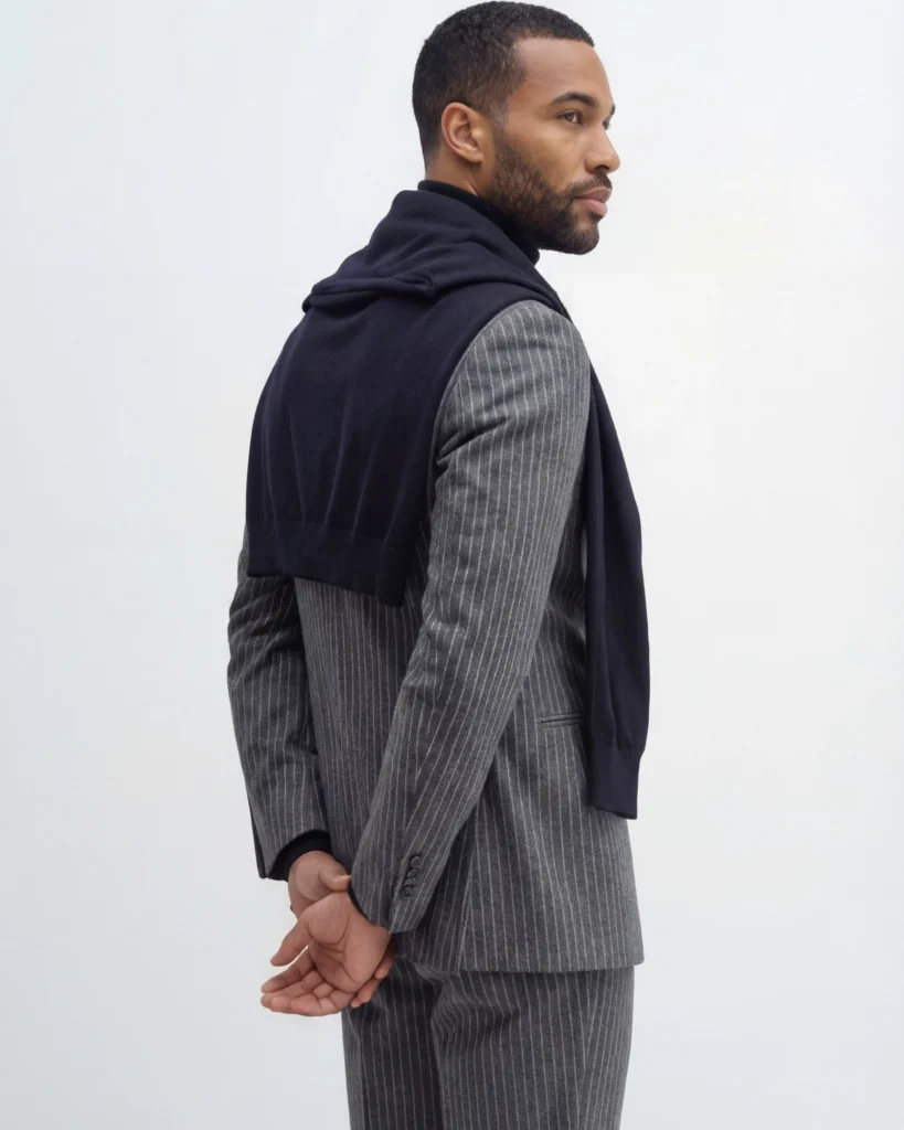 Grå nålestribet dobbeltradet jakke2