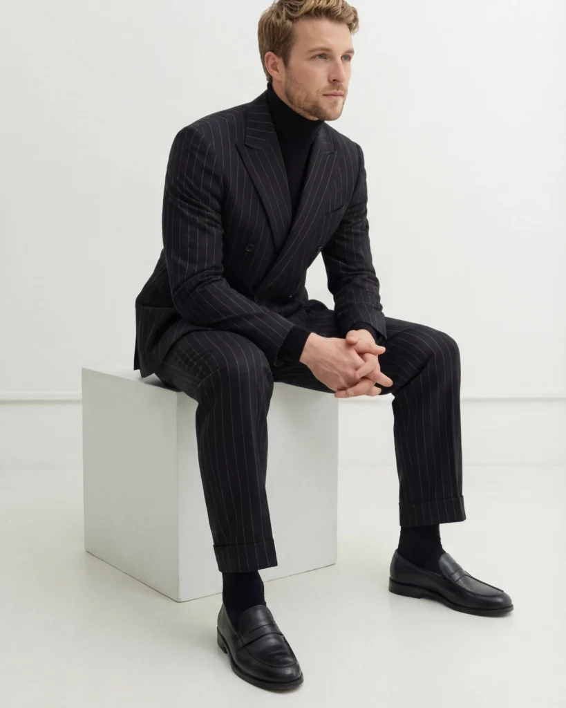 Navy Pinstripe Double Breasted Jacket3