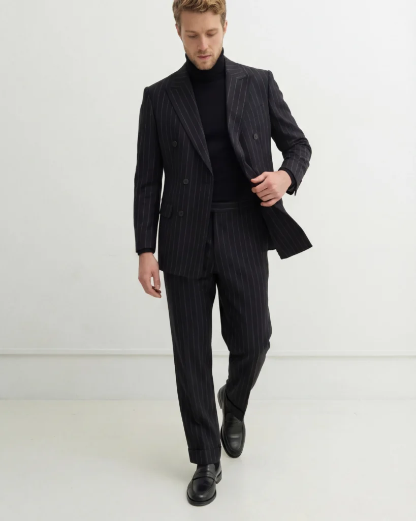 Navy Pinstripe Double Breasted Jacket2