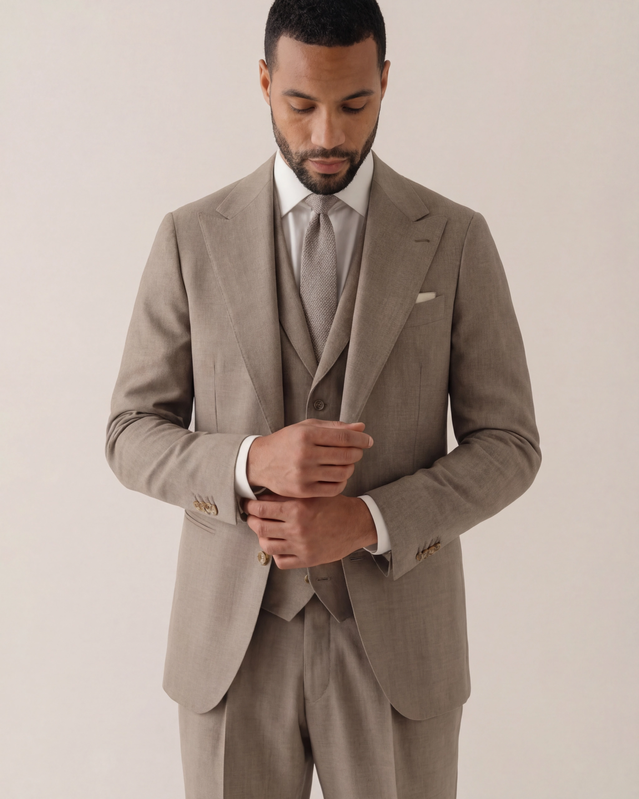 Beige Three-Piece Suit