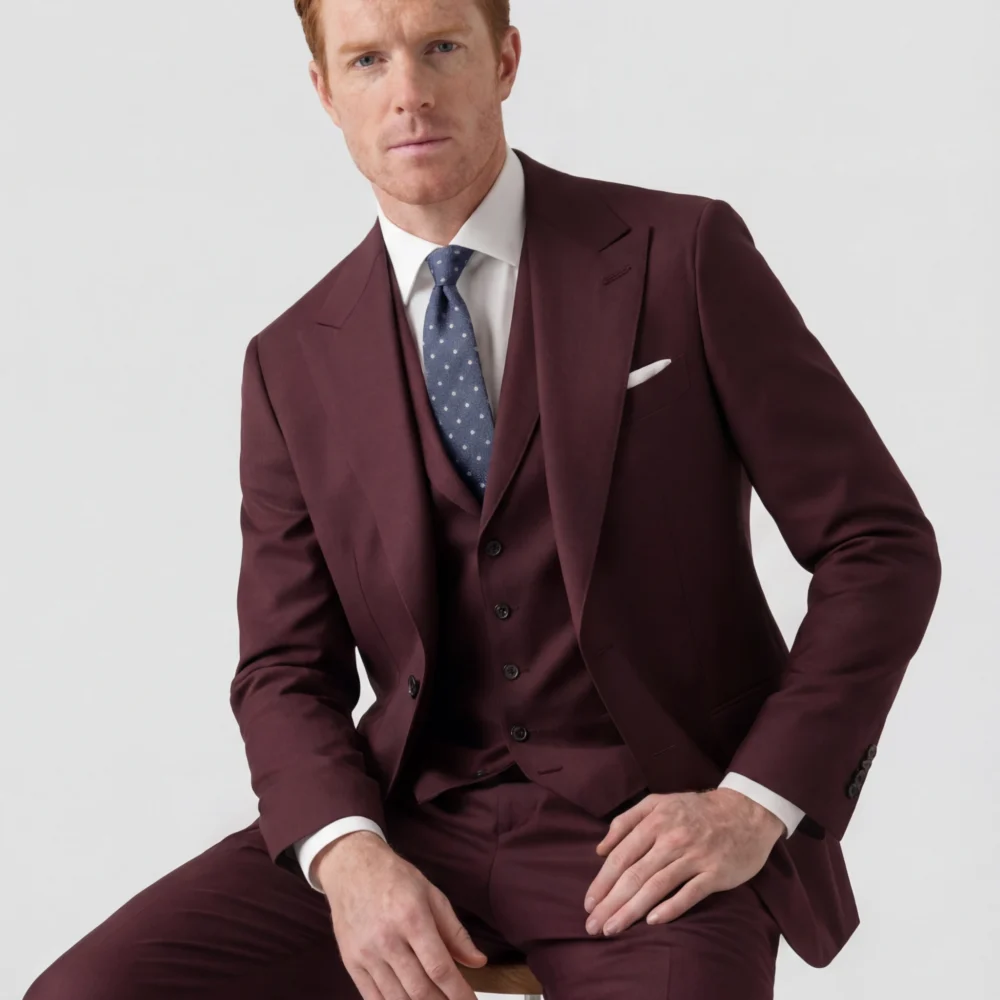 Bordeaux three-piece jakkesæt