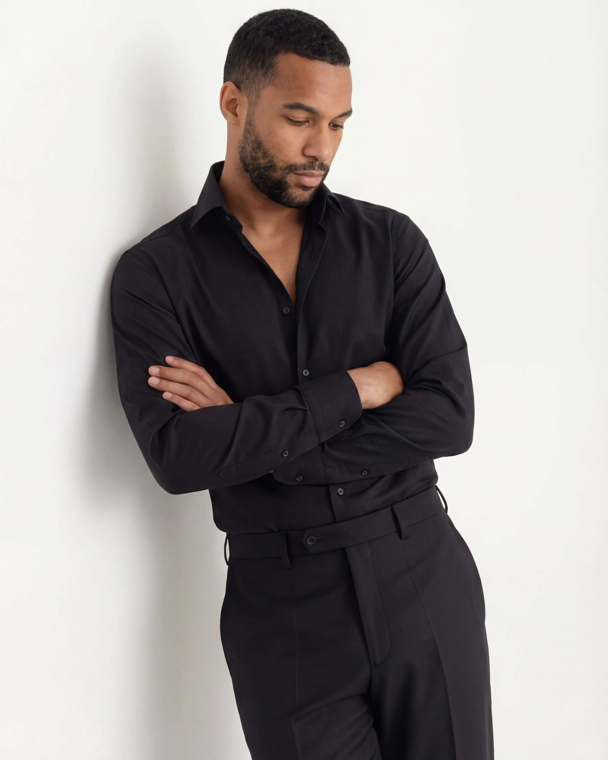 Black Cotton Twill Shirt