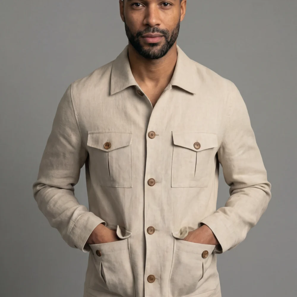 Lysebeige blouson i hør