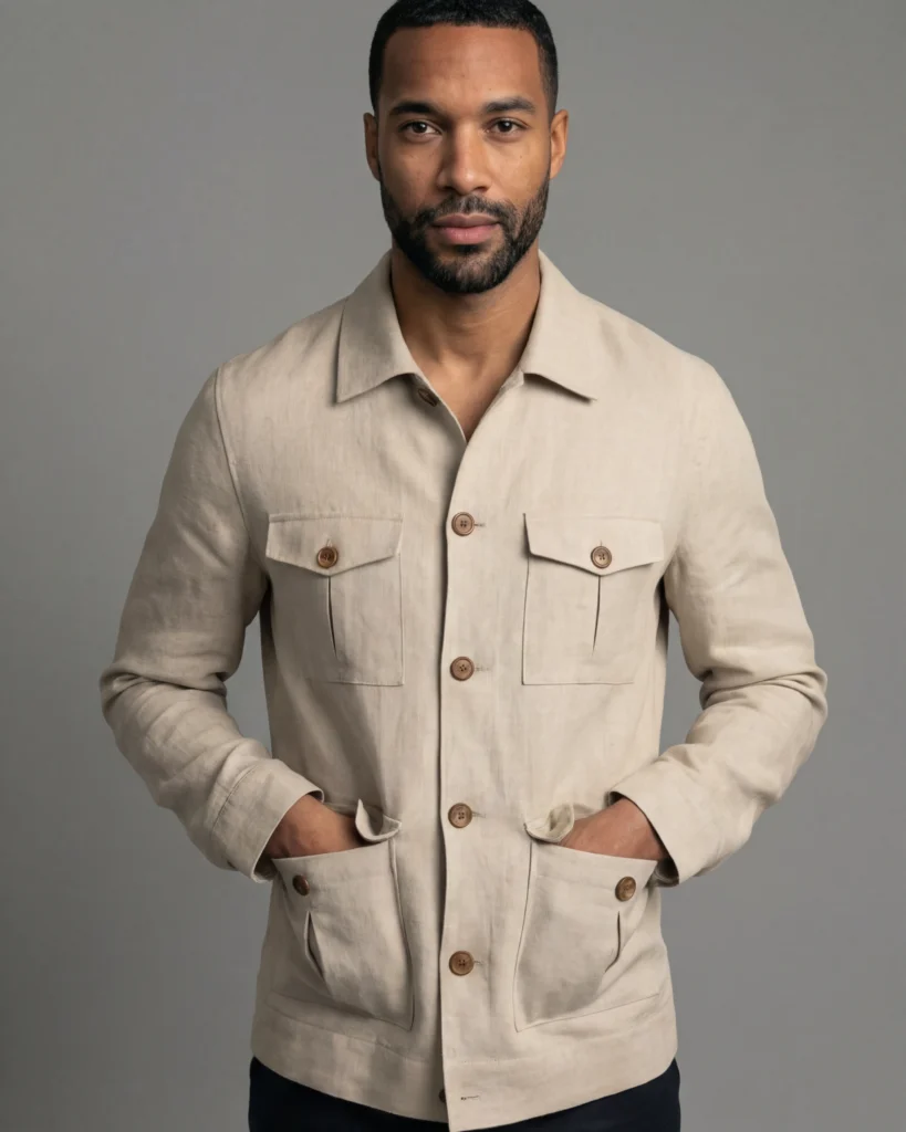 Lysebeige blouson i hør