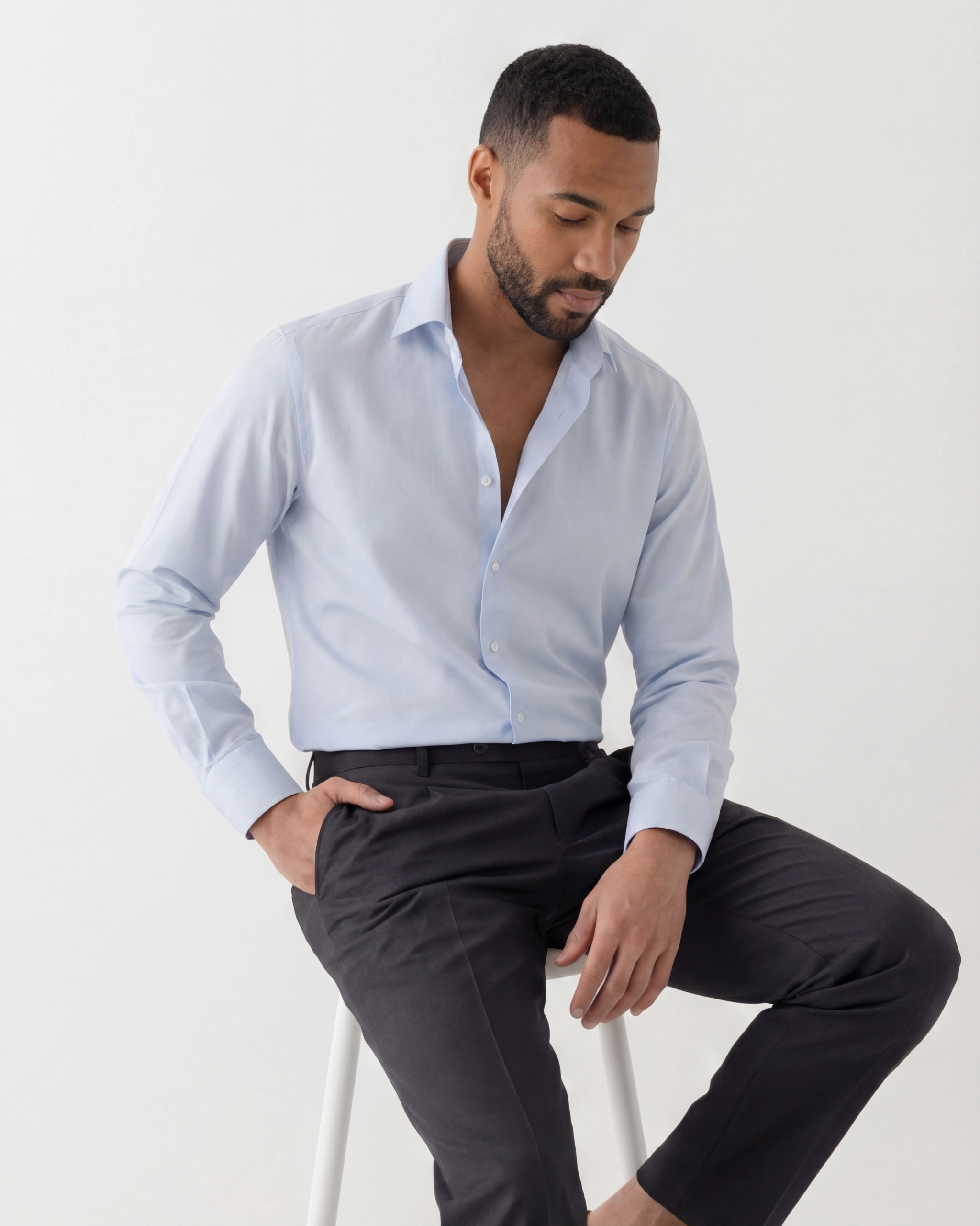 Light Blue Cotton Twill Shirt