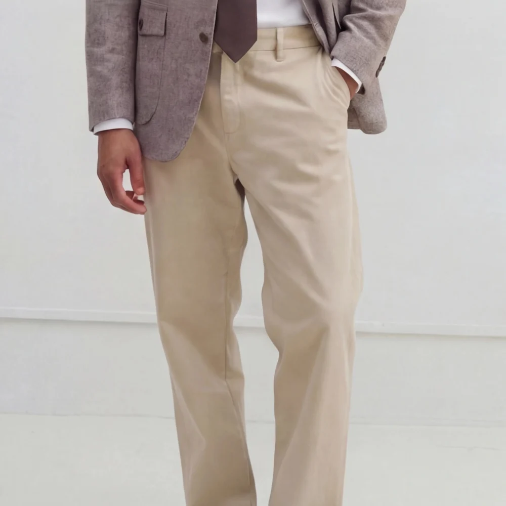 Beige skræddersyede bomulds-chinos