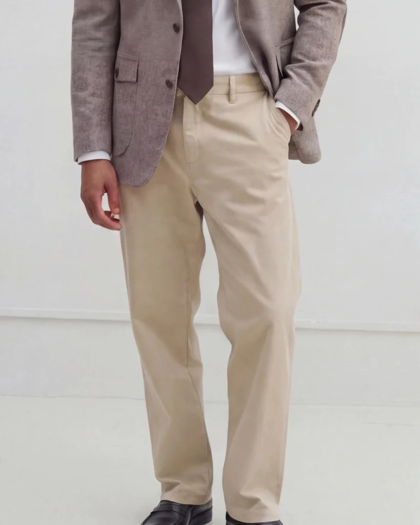 Beige skræddersyede bomulds-chinos