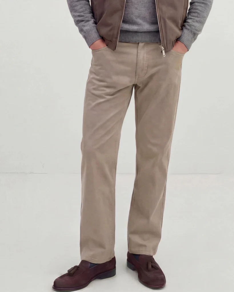 Midtbeige skræddersyede bomulds-chinos