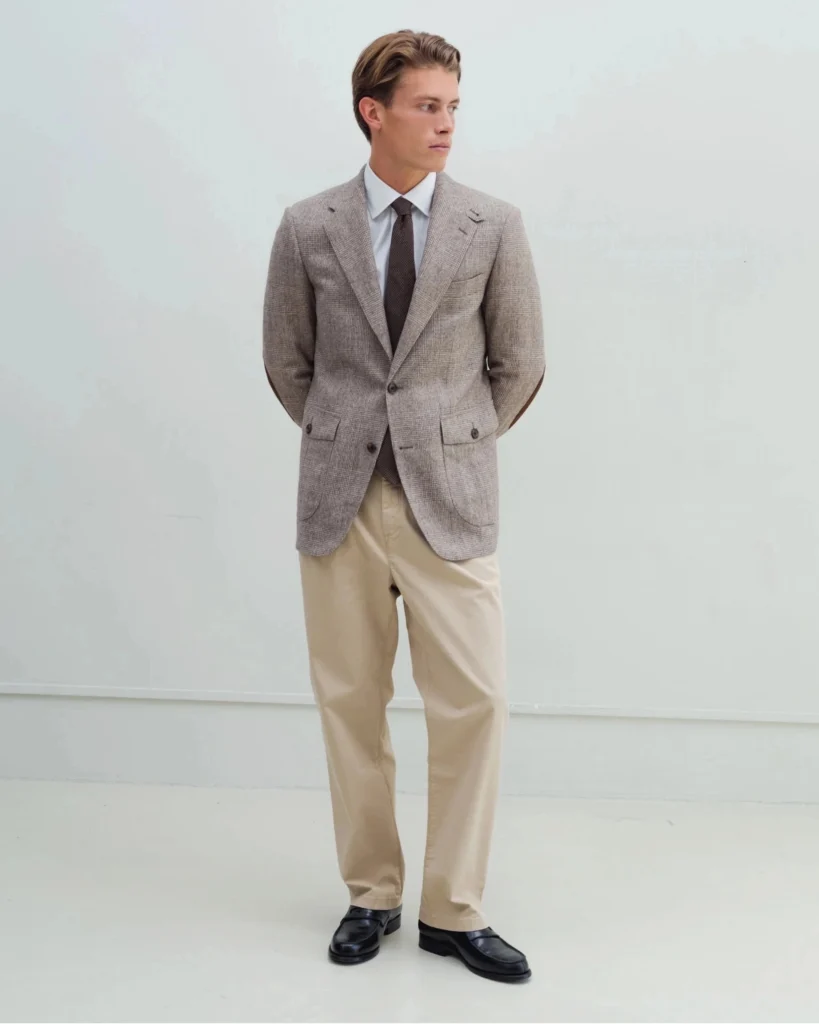 Beige skræddersyede bomulds-chinos