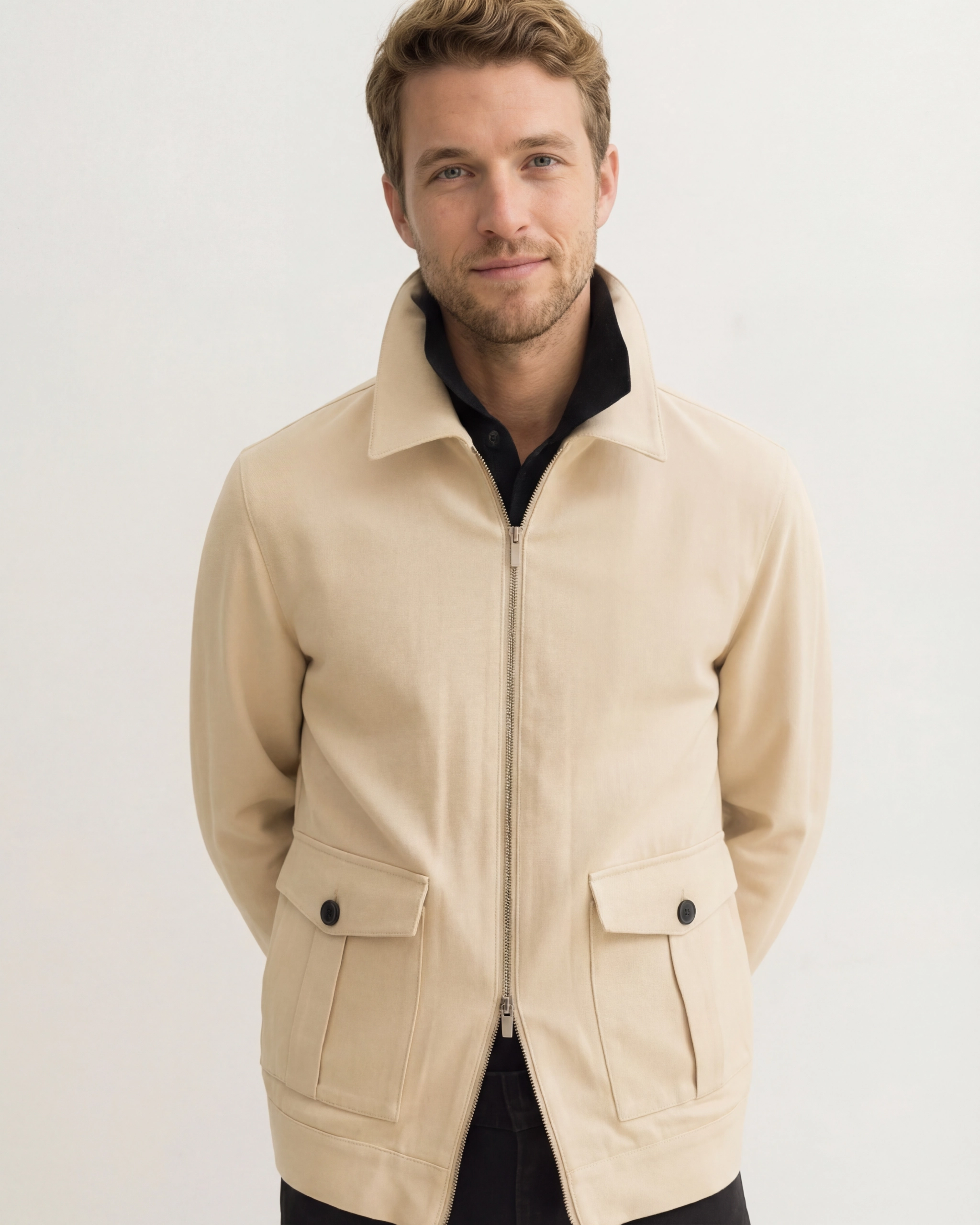 Beige Cotton Flight Jacket