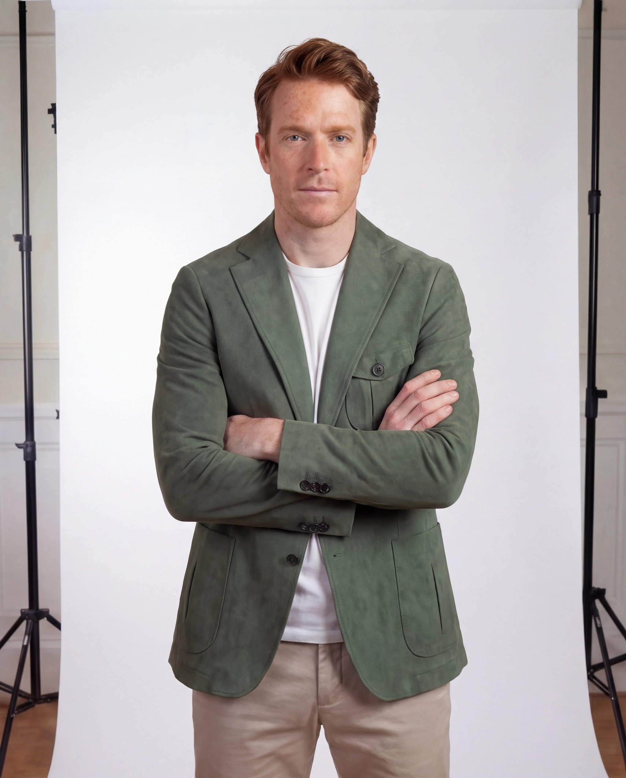 Olivengrøn ruskindsjakke