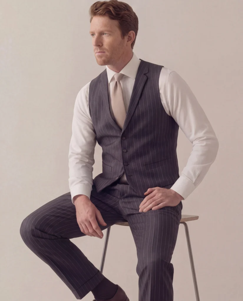 Koksgrå nålestribet vest