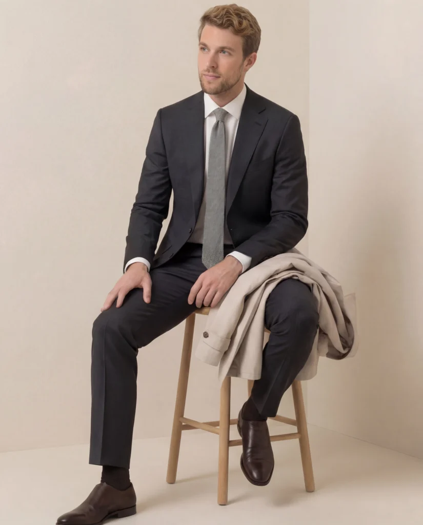 Mørkegråt jakkesæt i 2 dele