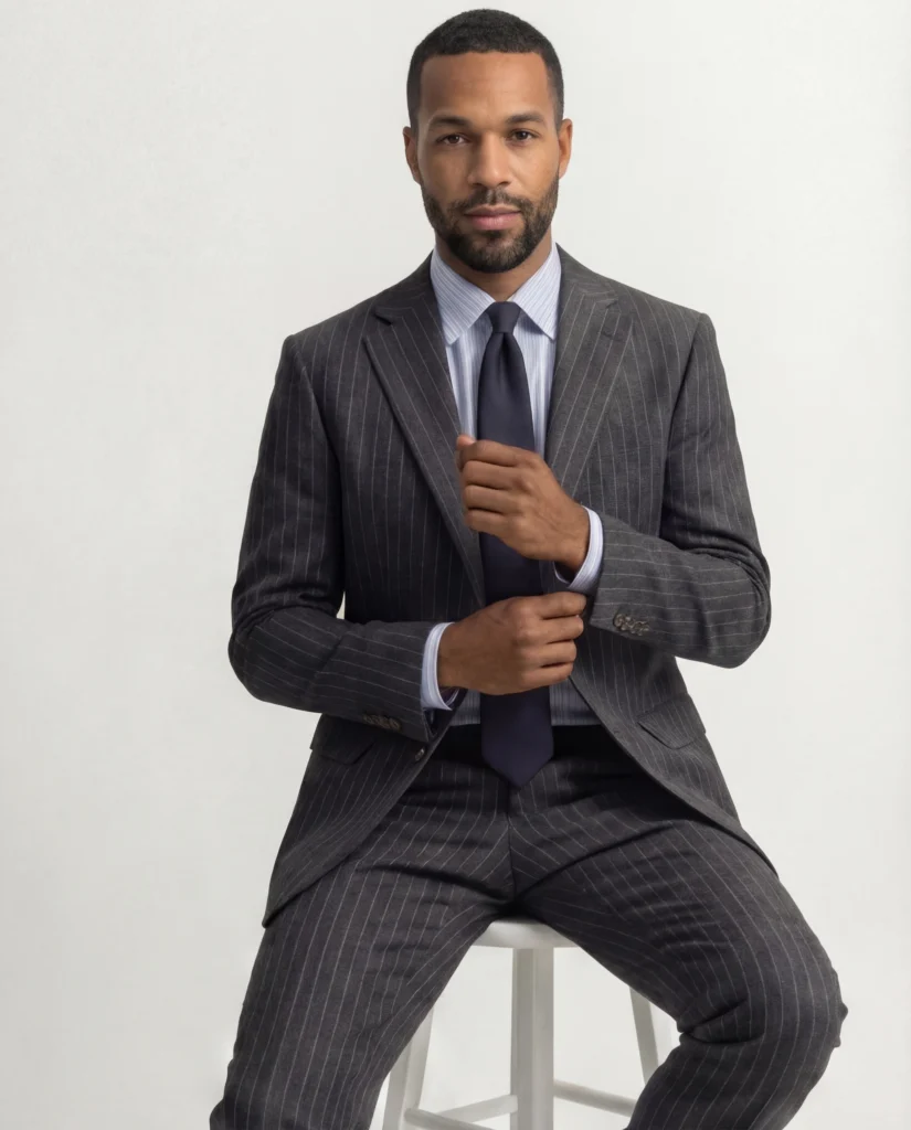 Koksgrå nålestribet jakke