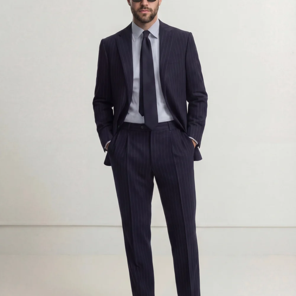 Navy nålestribet jakke