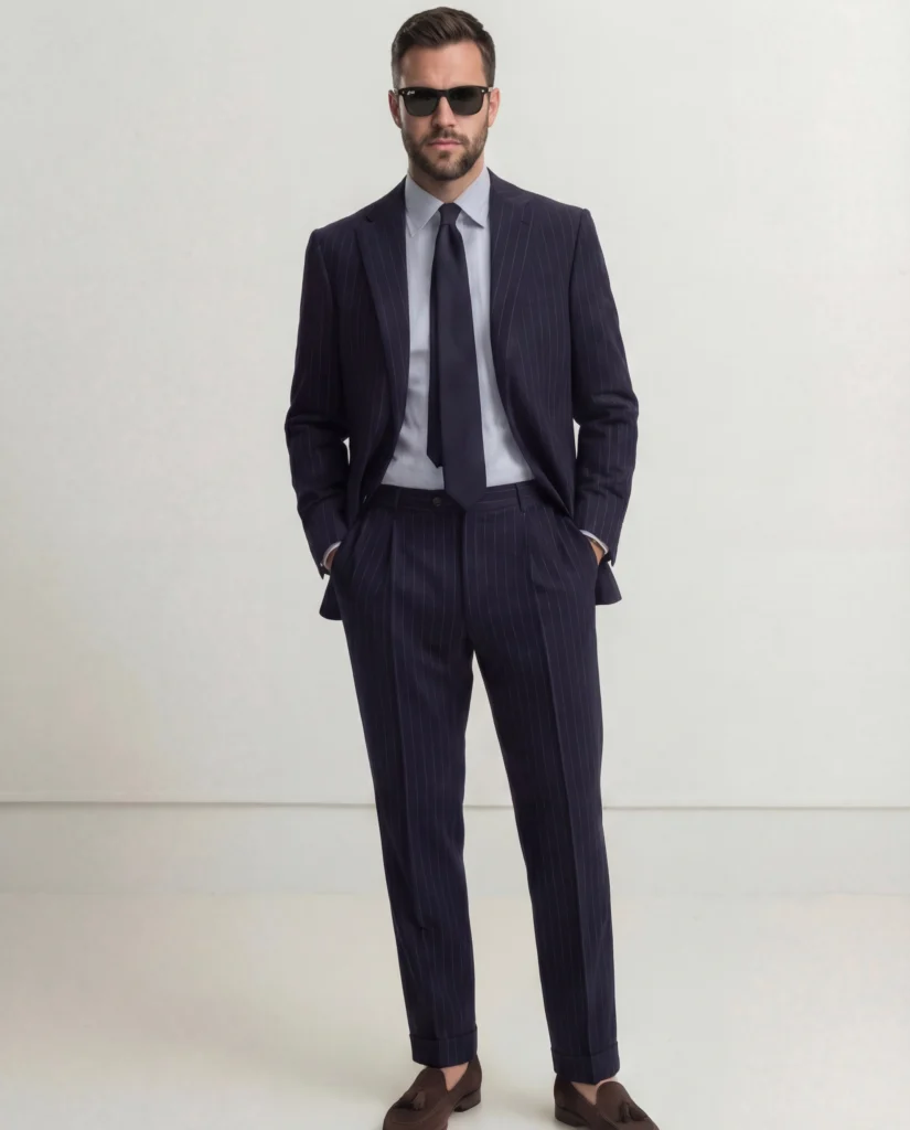 Navy nålestribet jakke