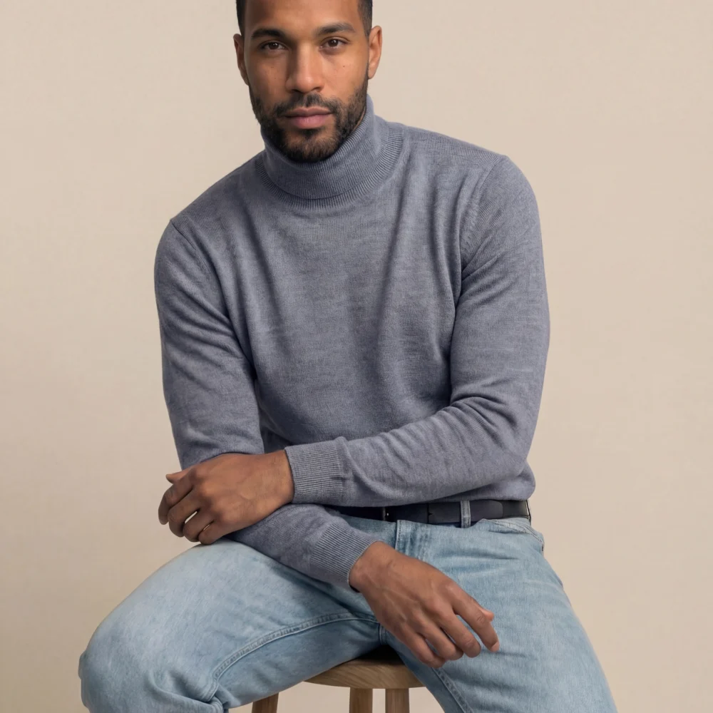 Rullekrave i grå merinould