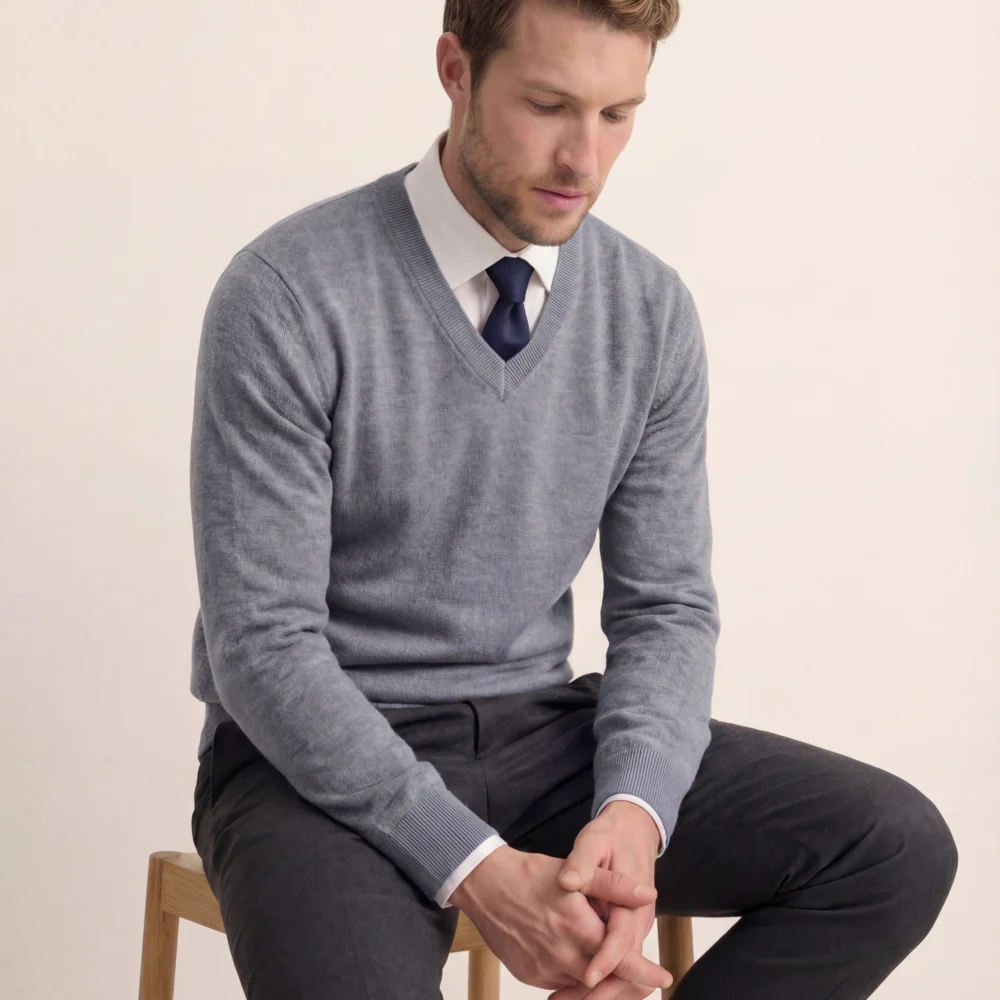 Grey Merino V-Neck