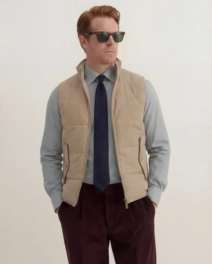 Beige Panelled Gilet