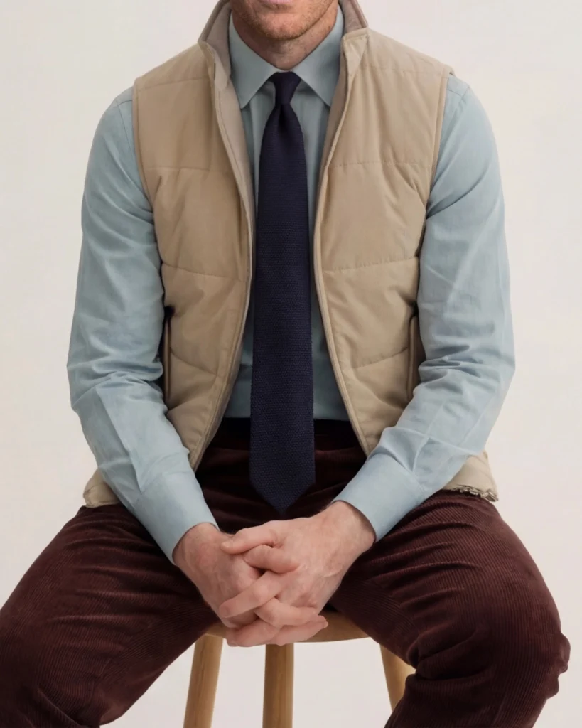 Gilet med paneler i beige