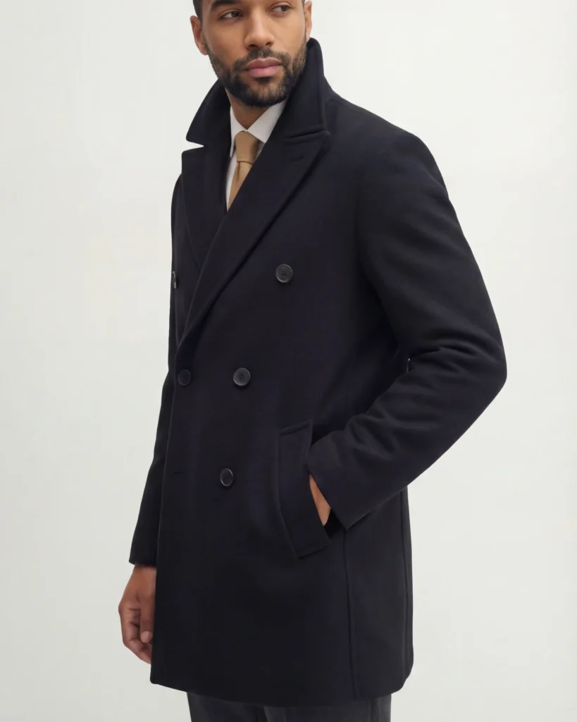 Dobbeltradet sort frakke2