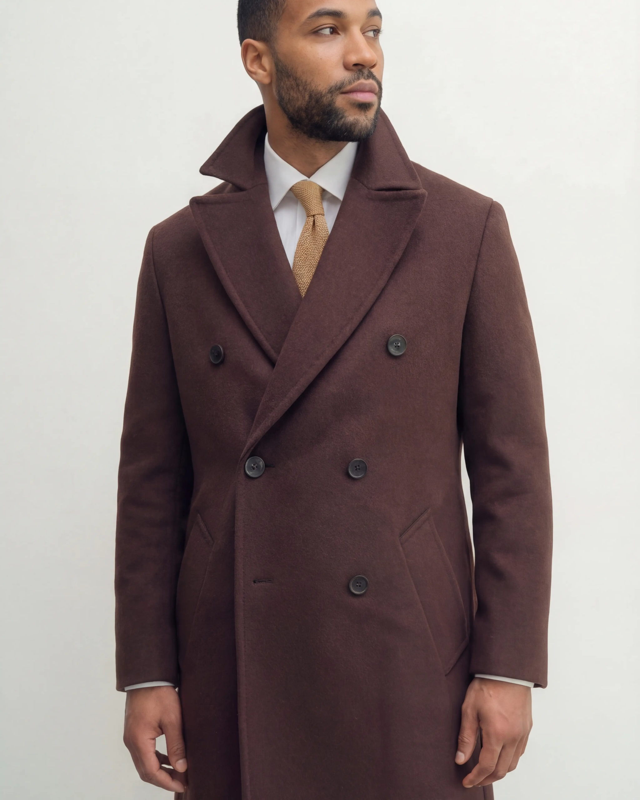 Double Brown Statement Overcoat