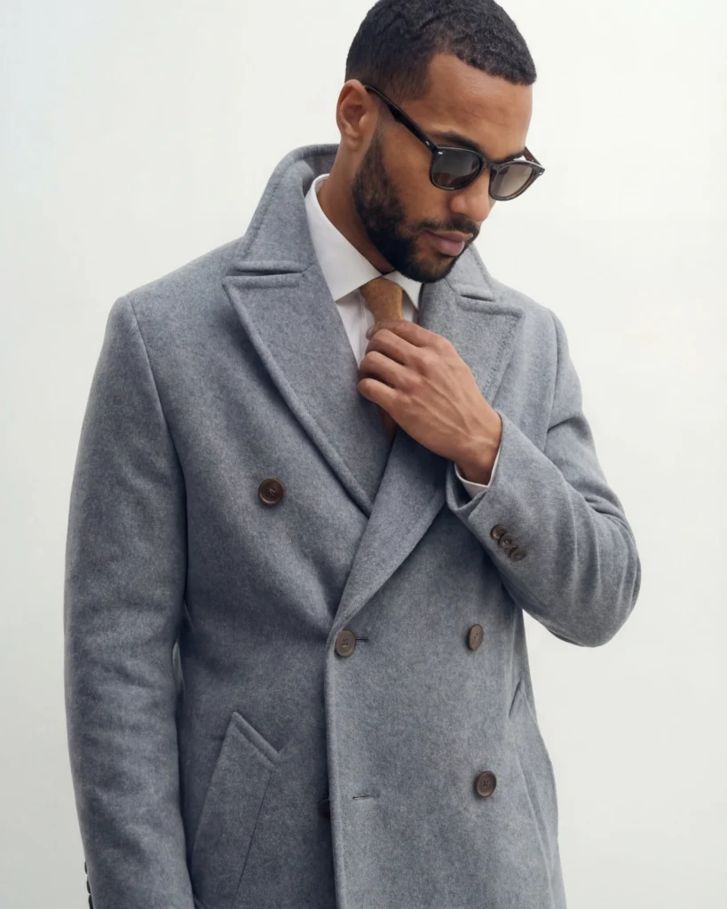 Dobbeltradet grå frakke2