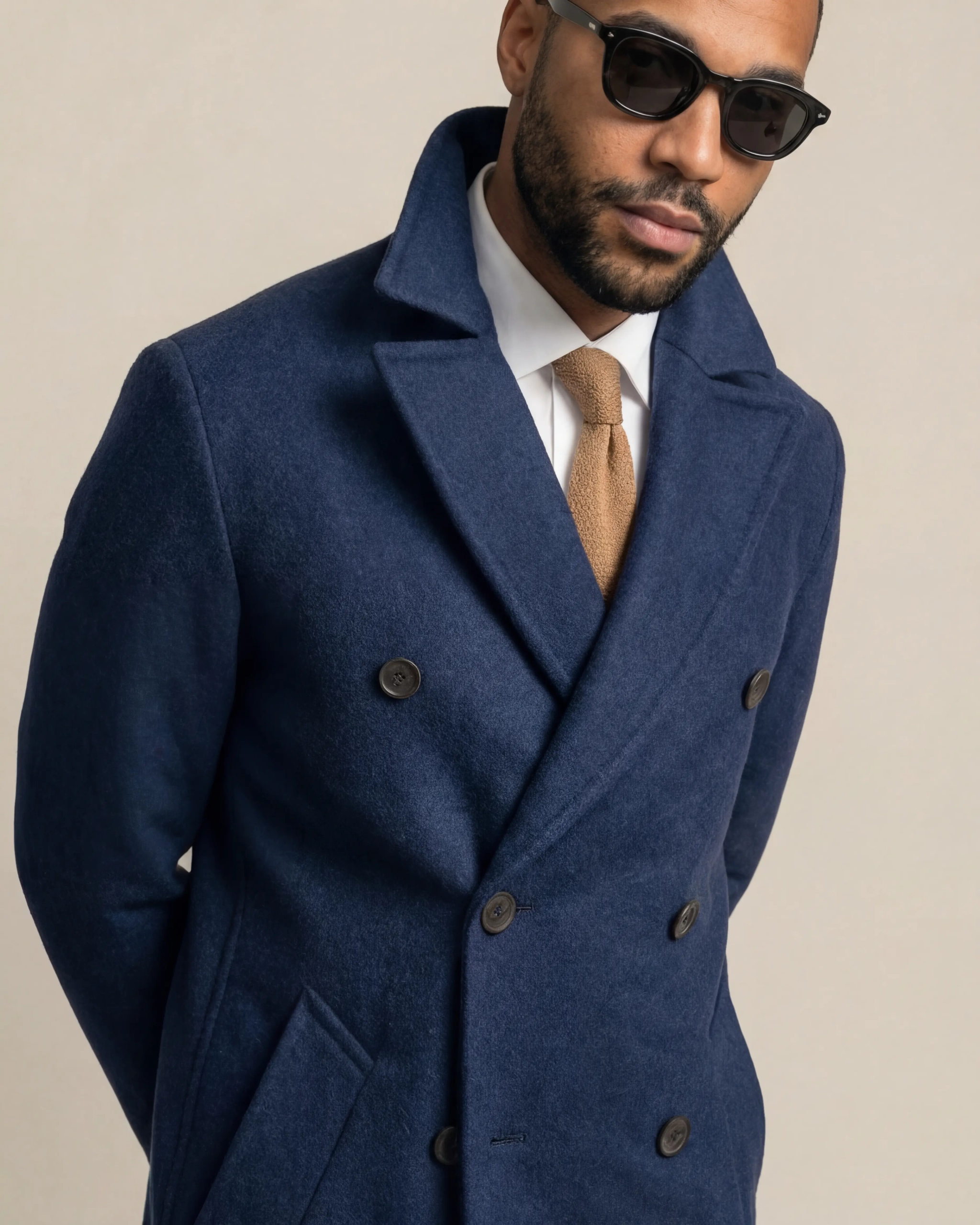 Double Blue Statement Overcoat