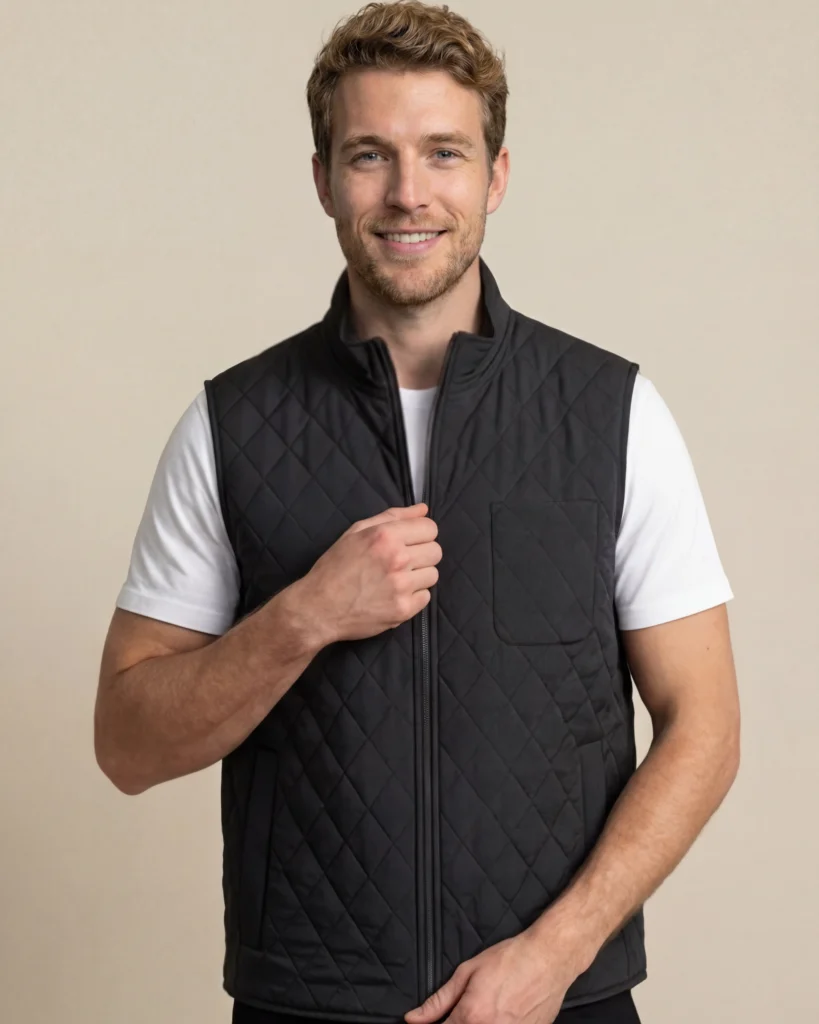 Sort Quilted Gilet