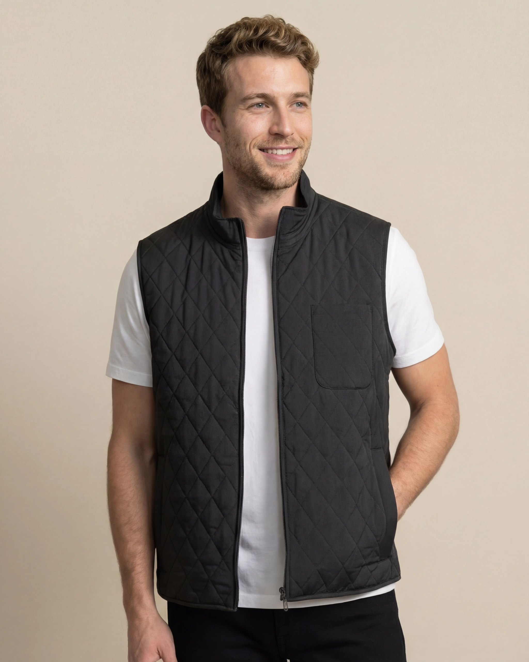Black Quilted Gilet