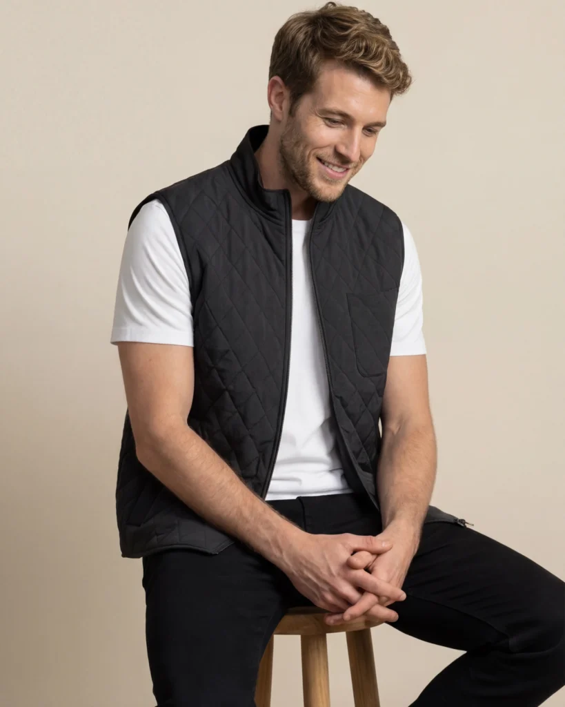 Sort Quilted Gilet