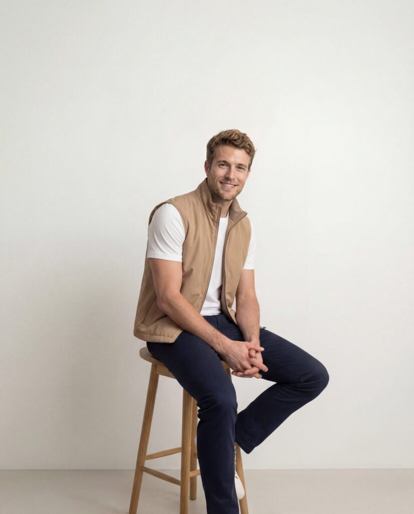 Beige overgangs gilet